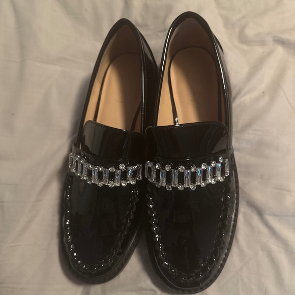 Loft rhinestone bling black dress loafers, size 7 - Picture 1 of 5